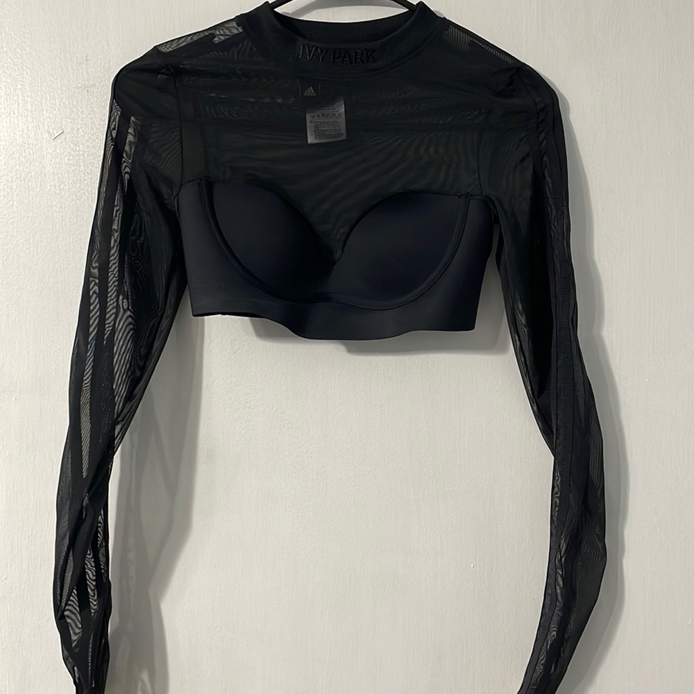 adidas Ivy Park Long Sleeve Mesh Crop Top